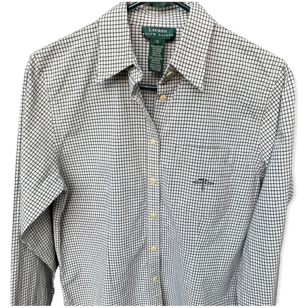 Lauren Ralph Lauren Checkered Monogramed Button Down Boys Shirt Sz S